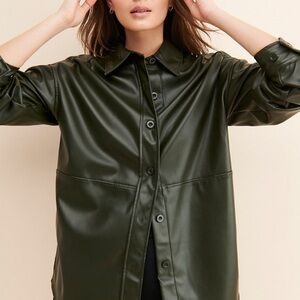 Gigi Vegan Leather Oversized Shirt Jacket